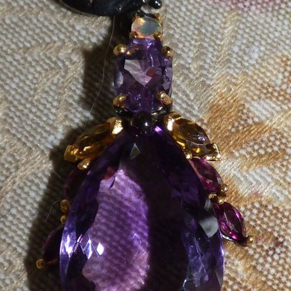 AMETHYST CITRINE FIRE OPAL 925 STERLING SILVER DANGLE EARRINGS BOHO GOTH WEDDING - Picture 10 of 11